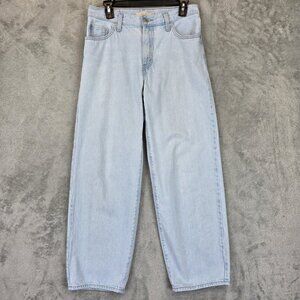Levi's Premium Baggy Dad Jeans Womens 26 Straight Leg Denim Zip Fly Light Blue
